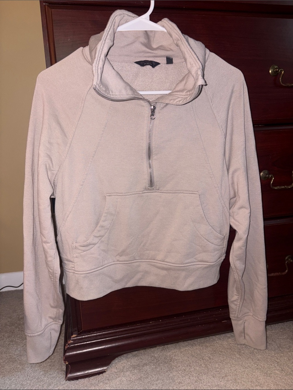 Danskin Cream Half-Zip Cowl Neck Pullover Sweater